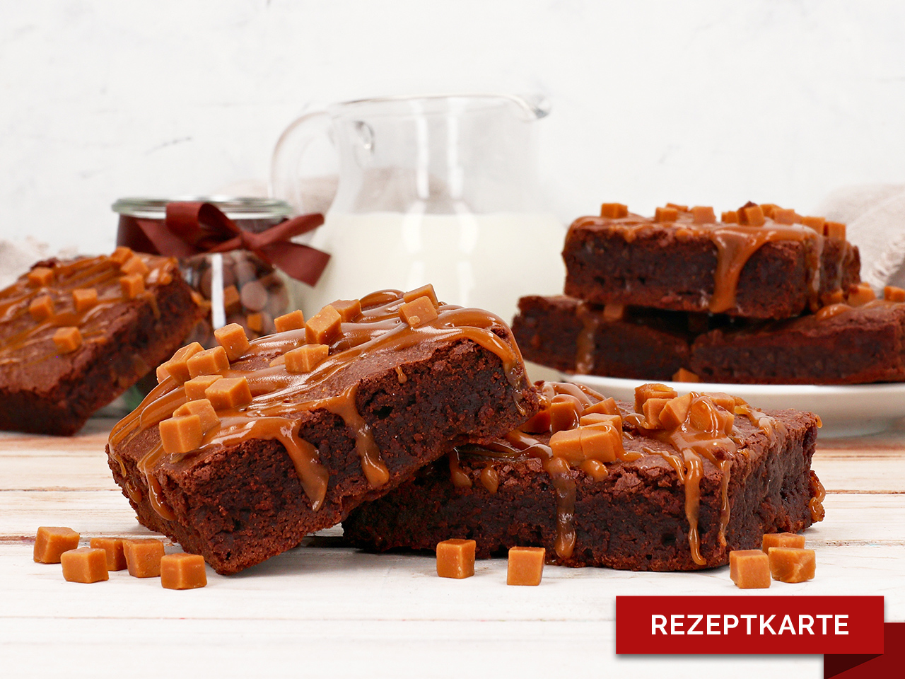 saftige brownies mit karamell rezeptkarte