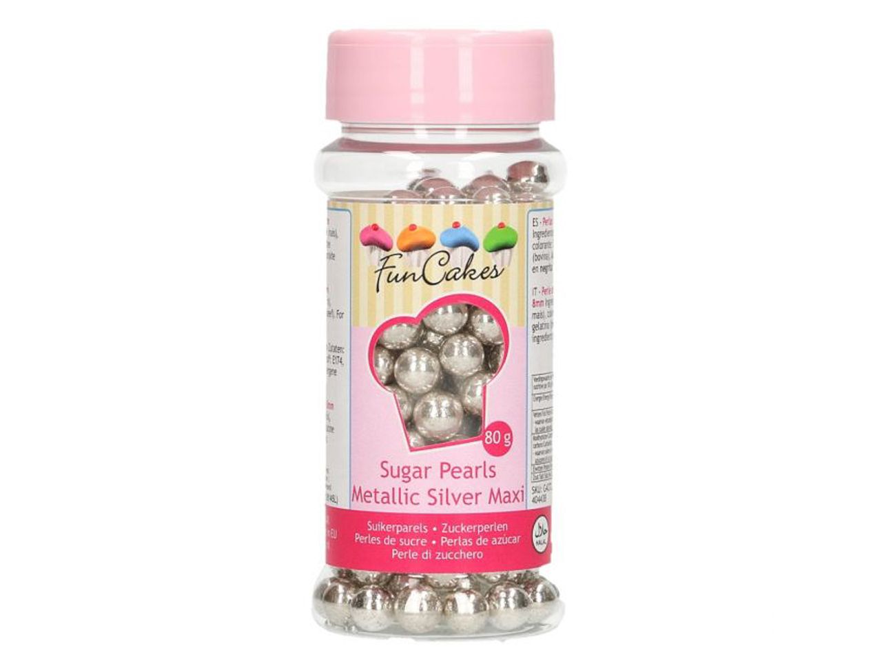 funcakes zuckerperlen 8mm metallic silber 80g