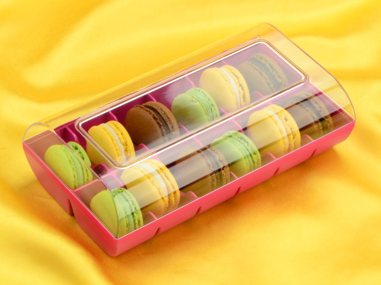 macaron verpackung fuchsia 12er