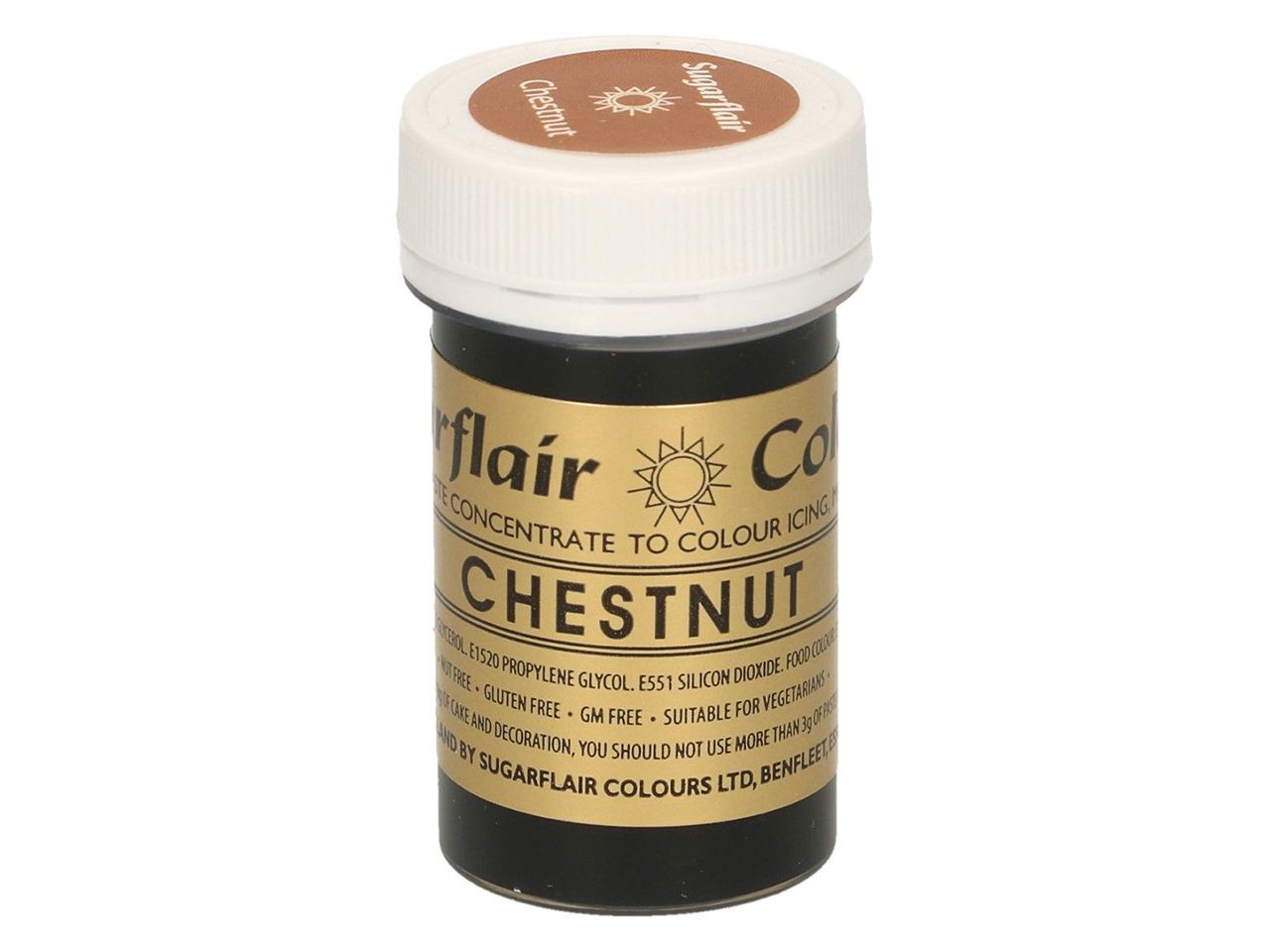sugarflair pastenfarbe chestnut kastanienbraun 25g