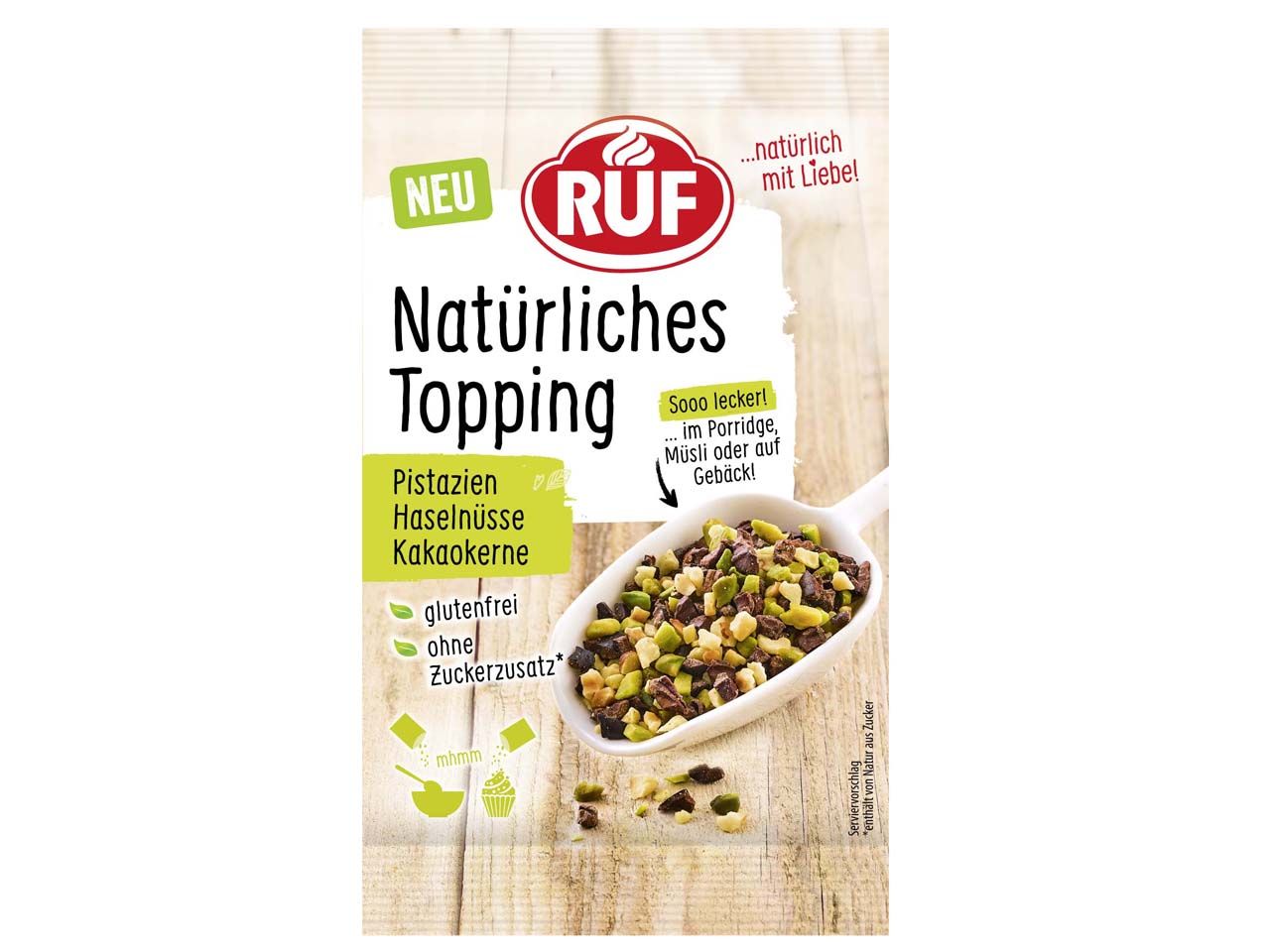 ruf natuerliches topping pistazien kakaokerne und haselnuesse 30g