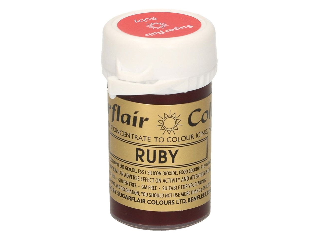 sugarflair pastenfarbe ruby rubinrot 25g