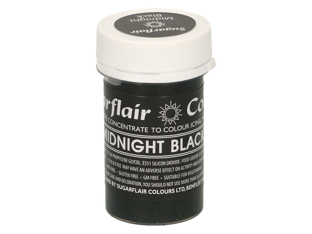 sugarflair pastenfarbe midnight black schwarz 25g