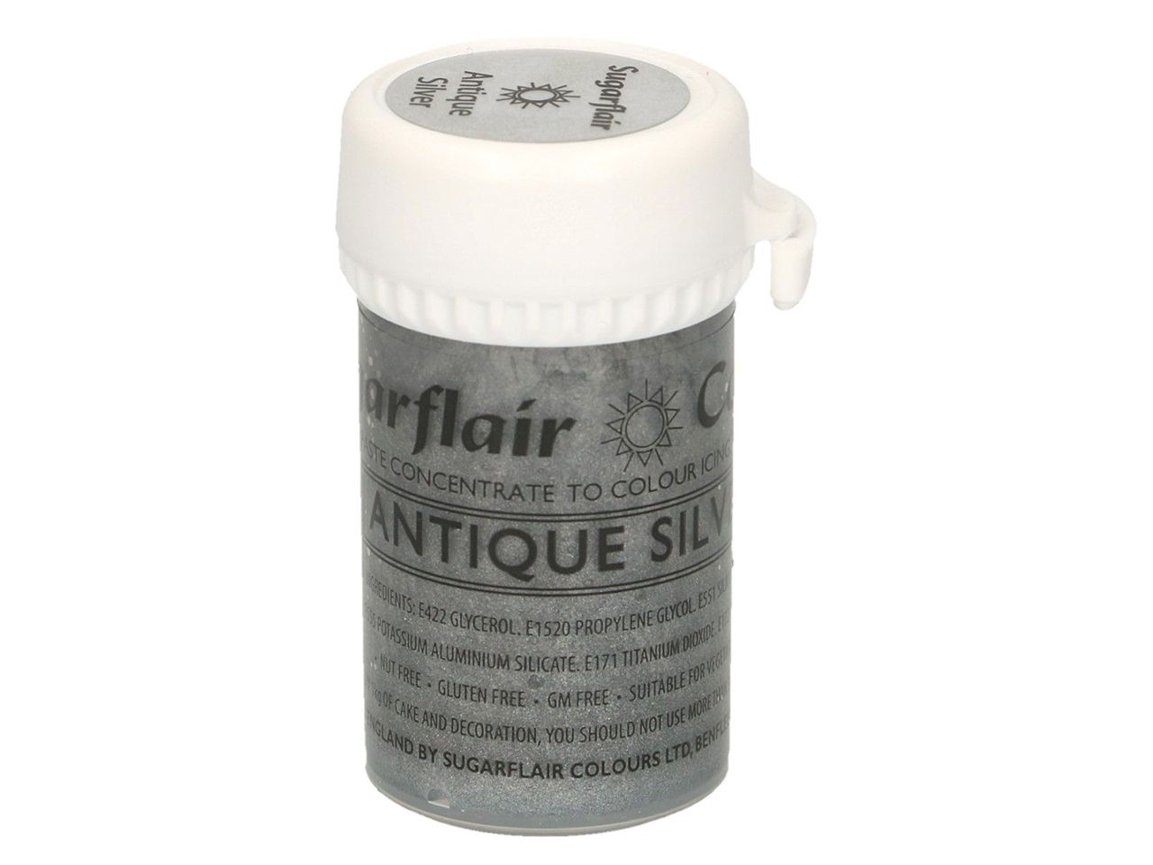 sugarflair pastenfarbe antique silver 25g