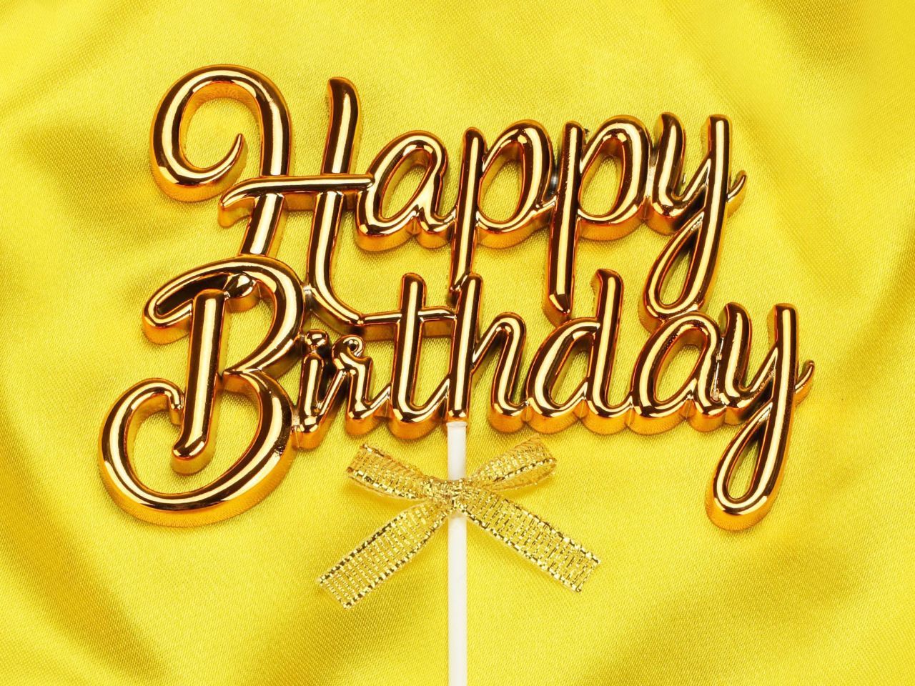 cake topper happy birthday gold 3d